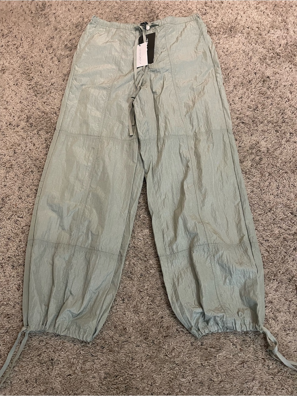Light Sage Tech Vibes cargo Drawstring Pants - Cotton Candy